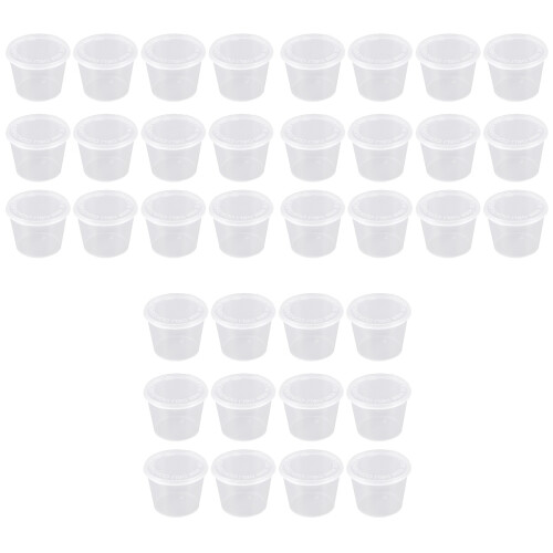 300Pièces Pots Portion Plastique Blancs Ronds Pour Sauce Condiments 2