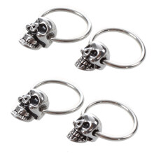 4X Stainless Steel Skull Round Hoop Loop Earrings 0.39X0.28 inch FASHION