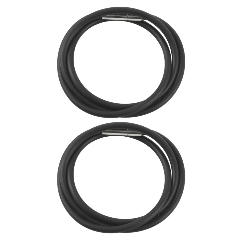 2X 3Mm Cord In Rubber Necklace With Clasp In Steel Stainless - 16 Inch Black 4711929302224