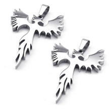 2X Jewelry Stainless Steel PhoeniX Pendant with 50cm Chain, Necklace for Men Women, Silver Color