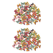 100Pcs 2 Holes MiXed Butterfly Wooden Button Sewing Scrapbooking DIY