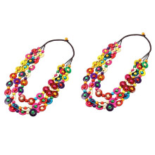 2X Bohemian Coconut Shell Wood Bead Necklace for Women Girls Jewelry Handmade Beaded Long Necklace Mothers Day Gifts
