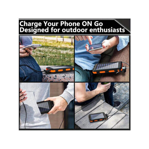 Ηλιακή τράπεζα ενέργειας 10.000mAh με QC3.0, διπλό USB και φακό LED – Συμβατό με iPhone/Android 1