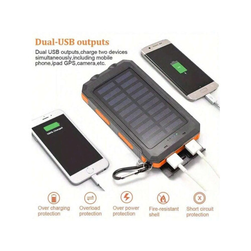 Ηλιακή τράπεζα ενέργειας 10.000mAh με QC3.0, διπλό USB και φακό LED – Συμβατό με iPhone/Android 2