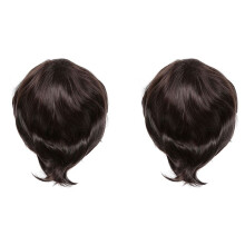 2X Fashion Men'S Wig Short Straight High Temperature Silk Synthetic Wig Full Wigs/Artistic Men Brown Black Wigs for Men