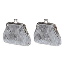 2X Women's Sequins Coin Purse Buckle Wallet(Silver)