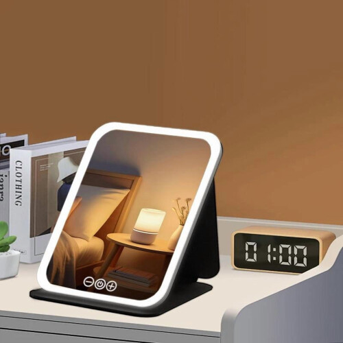 LED Makeup Mirror, Portable & Foldable with Light, Desktop Fill Light for Dorm/Office – Compatible with USB power 2