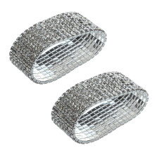 2X Wedding Bridal Stretchy 8 Row Rhinestone Bracelet Bangle 28 mm
