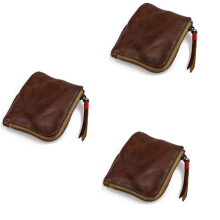 3X Leather Coin Purse,for Women&Men Vintage Handmade Wallet, Card Holder Bag,Zipper Purses