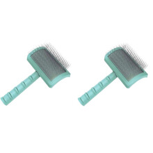 2X Firm Slicker-Borste för Hundar - Extra Lång Stift Slicker-Borste för Stålborste för Stora Hundar och Husdjursvård (Grön)