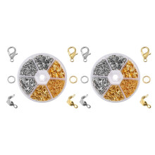 900Pcs Jewelry Making Kits Lobster Clasp Open Jump Rings End Crimps Beads Box Handmade Bracelet Necklace Findings
