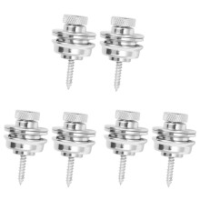 6Pcs Non-Slip Guitar Strap Lock Guitar Belts Buckle Button Thread for Acoustic Electric Bass Guitar Strap Parts Silver