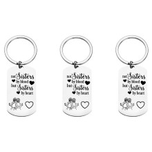3X for Women Teen Girls Sister Keychain Friendship Gifts for Birthday Gifts-Not By Blood But By Heart