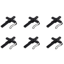 6X Metal Beaded Chain Wooden Pendant Necklace Black