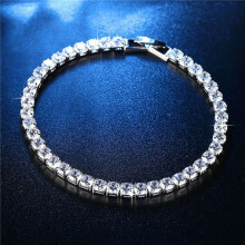 2X Cubic Zirconia 1 Row Tennis Chain Bracelet Men and Women Jewelry Brass / Copper Material Clasp Bracelet Link Jewelry