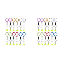 24Pcs Tennis Racket Keychain Key Ring, Fashionable Tennis Split Ring Keychain for Sport Lovers Team