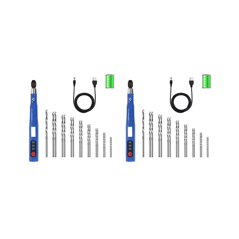 2X Electric Cordless Usb Rechargeable Hand Drill Kit For Jewelry Making,Pin Vise Set For Resin Keychain Polymer Clay 4712344379204