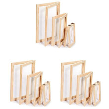 9 Pieces Paper Wooden Paper Mold Making Screen Kit 3 Size Frames for DIY Paper  12.7X17.8cm 19.8X24.8cm 24.8X33.0cm