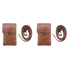 2X Medieval Renaissance Adult Male Knight Leather Vintage Pocket Belt Clothing Bag Brown