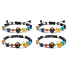 Women Girls Universe the Eight Planets Guardian Star Natural Stone Beads Bracelet Bangle for Men, 4 Pcs Set