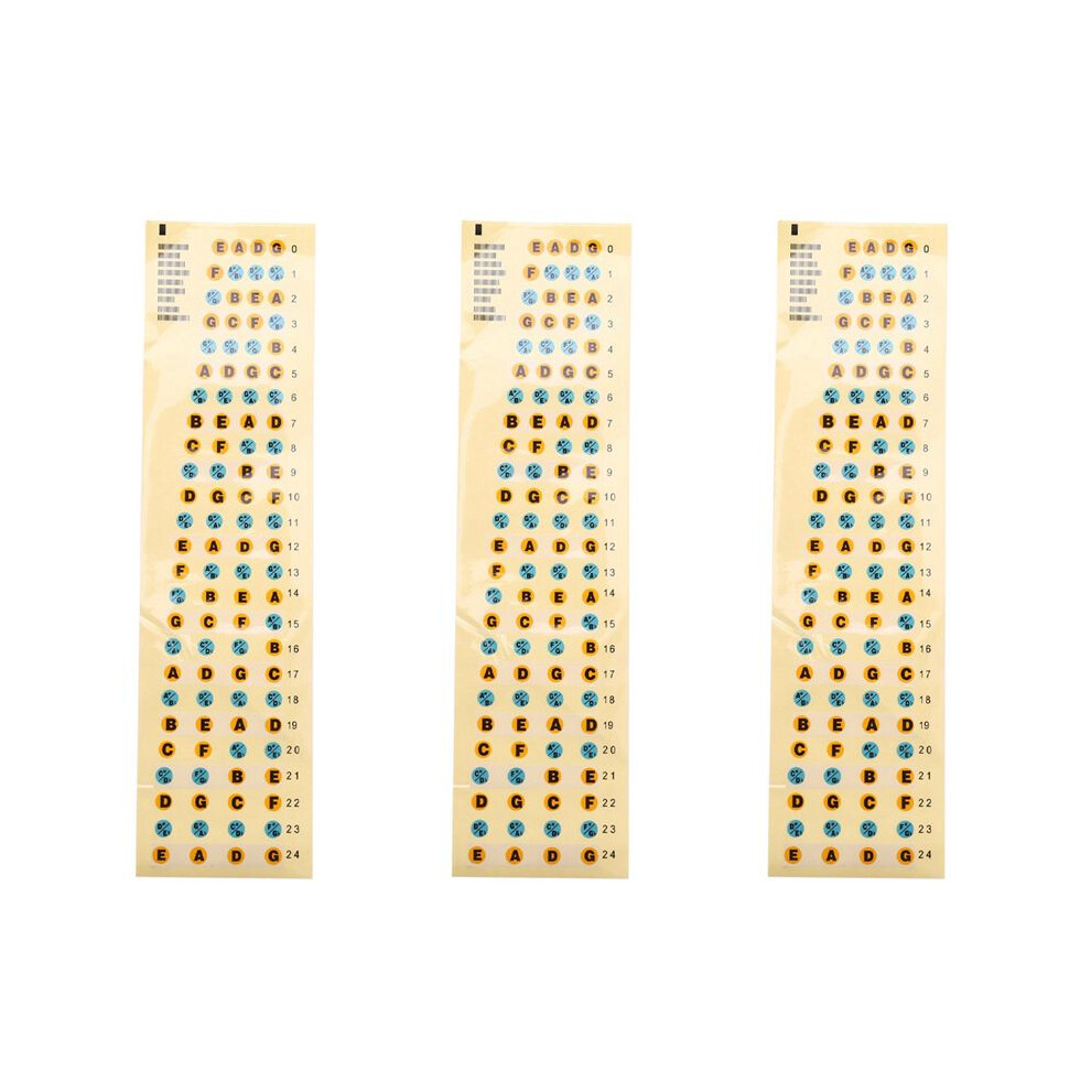 3X Guitar Fretboard Note Decals Fingerboard Frets Map Sticker For Beginner Learner Practice(Bass-Multicolor) 4711107331169