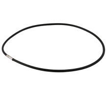 3Mm Black Rubber Cord Necklace with Stainless Steel Closure - 18 Inch