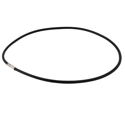 Colar de CordãO de Borracha Preta de 3 Mm com Fecho de AçO InoxidáVel - 18 Polegadas