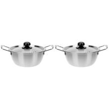 2Pcs Stainless Steel Instant Noodles Pot with Dual Handles for Kitchen