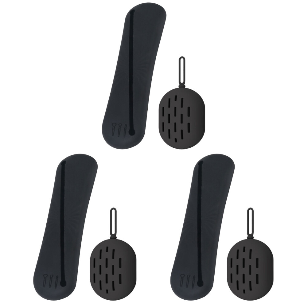 Iplusmile Black 3Sets Portable Silicone Makeup Brush Holder Sponge Case