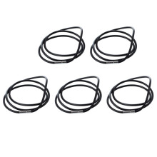 5pcs 25.5 Inch 3MM Rubber Neck Cord Necklace with Stainless Steel Closure - Black