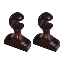 2Pcs Coffee Wood Rod Brackets - Curtain Rod Supports for Home