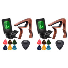 2X Gitarren Capo Tuner Passend für Ukulele Violine Elektrisch Bass Akustik Gitarre mit Plektrum und Pick Halter Gitarren ZubehöR