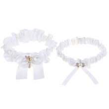 5Sets Bridal White Leg Garters Bowknot Design Wedding Bands for Women
