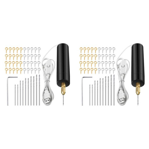2X Electric Resin Drill Set,Including Eye Screws,Twist Drill Bits Tools,Electric Drill for DIY Keychains Crafts Making