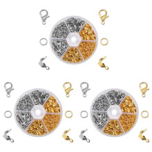 1350Pcs/Box Jewelry Making Kits Lobster Clasp Open Jump Rings End Crimps Beads Box Handmade Bracelet Necklace Findings