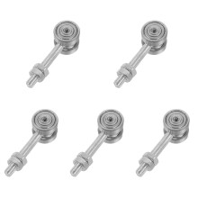 5Pcs Steel Sliding Door Roller Trolley Assembly Double Bearing Silver