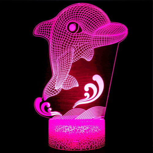 3D Φωτιστικό Νυχτερινό Δελφίνι Illusion Νυχτερινό Φως 16 Χρωμάτων Λαμπτήρες 1