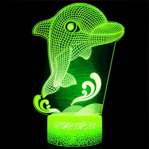 3D Φωτιστικό Νυχτερινό Δελφίνι Illusion Νυχτερινό Φως 16 Χρωμάτων Λαμπτήρες 2