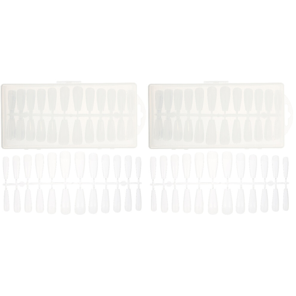Aboofan White Clear Full Cover False Nails For Manicure And Salon Use
