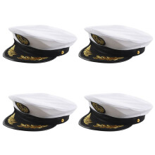 4X Adult Yacht Boot Kapitän Hut Navy Cap Schiff KostÜM Partei KostÜM Schwarz Weiß