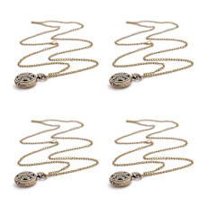4X Fashion Vintage Retro Bronze Quartz Watch Pocket Chain Pendant Necklace (Lotus)