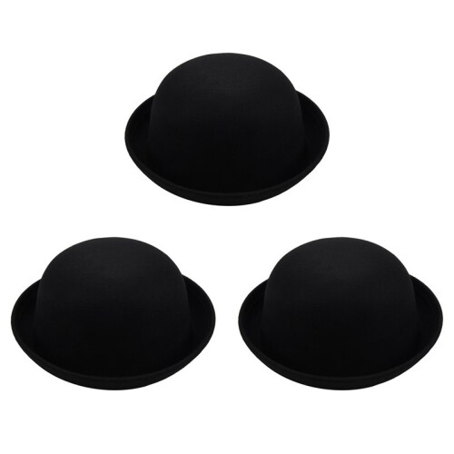 3Piece Melon Bowler Hat Hat Bowler Hat Bowler Hat  Hat Chaplin Hat Riding Hat (Black)