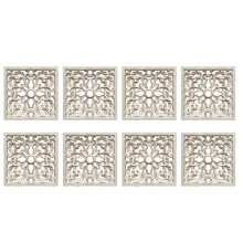 8X Rubber Wood Carved Floral Decal Onlay Applique Furniture DIY Decor F:20 X 20cm