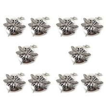 10Pc Antique Silver Dragonfly Aromatherapy Diffuser Pendant Necklace