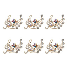 6X New Arrival Music Brooch Elegant Style with Rhinestones Treble Clef Pin Brooches for Ladies