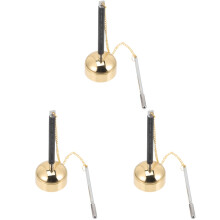 3Pcs Delicate Golden Yin Qing Brass Chime Buddhist Supply for Prayer