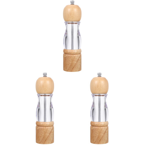 3Pcs Kitchen Essential Manual Pepper Grinder Salt Shaker Bottle