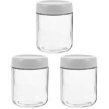 3Pcs Premium Glass Storage Canisters Beige Tea Coffee Sealed Jars