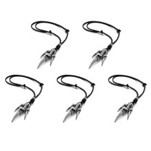 5X Alloy Leather Pendant Necklace Dragon Claw Gothic Adjustable 16 - 26 Inch Chain , Woman Silver Black