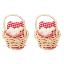 2Sets Durable Mini Bamboo Basket and Egg Model Decoration Set